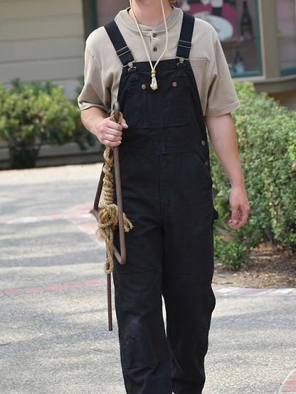 Men'S Brown Oxford Overalls - Multi-Pocket Workwear with Adjustable Straps And Waist, Durable for Farm/Ranch, Motorcycle And Outdoor - Perfect Birthday And Father'S Day Gift