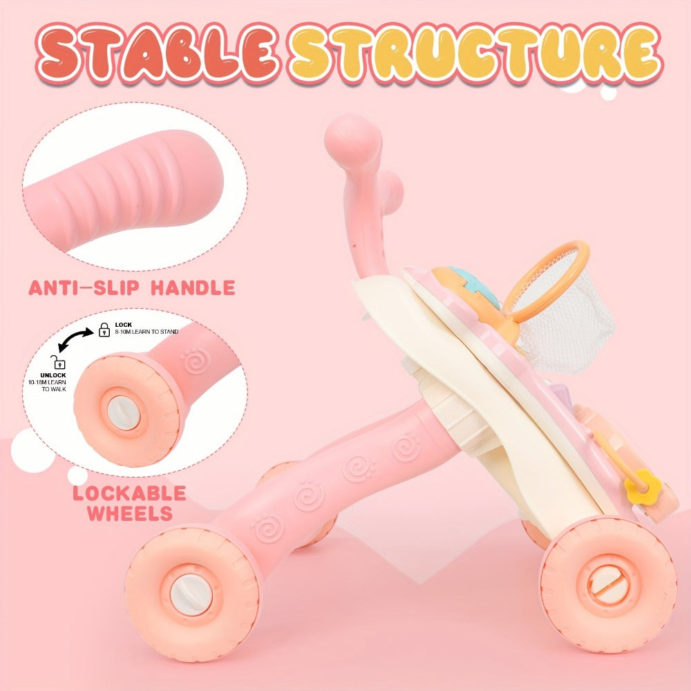 5-in-1 Sit-to-Stand Baby Walker - Walker, balance bike, activity table and music panel modes