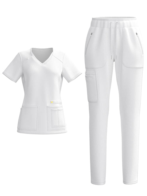 PandaFlex 4 Way Stretch Women Scrub Set Modern Fit V-Neck Top & Multi Pocket Pants 3371
