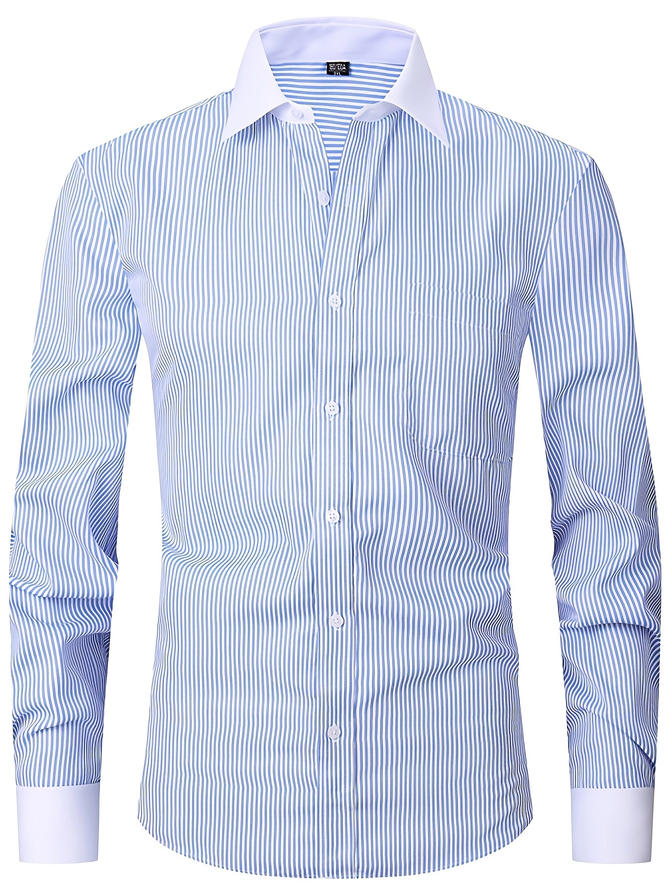 2025 New Men'S French Shirt Double-Barrel Sleeve Business Formal with Premium Cufflinks, Wedding Banquet Office Elegant Slim Fit