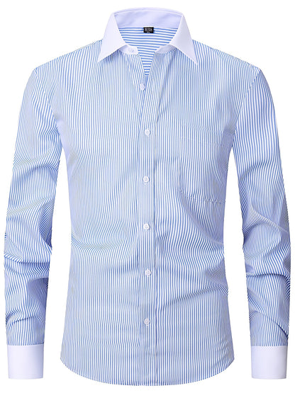 2025 New Men'S French Shirt Double-Barrel Sleeve Business Formal with Premium Cufflinks, Wedding Banquet Office Elegant Slim Fit
