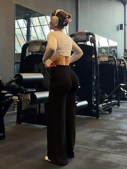 All-Season Plus Size Wide Leg Yoga Pants- High Elastic Full Coverage Trousers for Gym Fitness Training Casual Wear