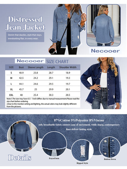 Washed Out Women's Denim Jacket with Pockets; Boyfriend Style; Distressed Look.
