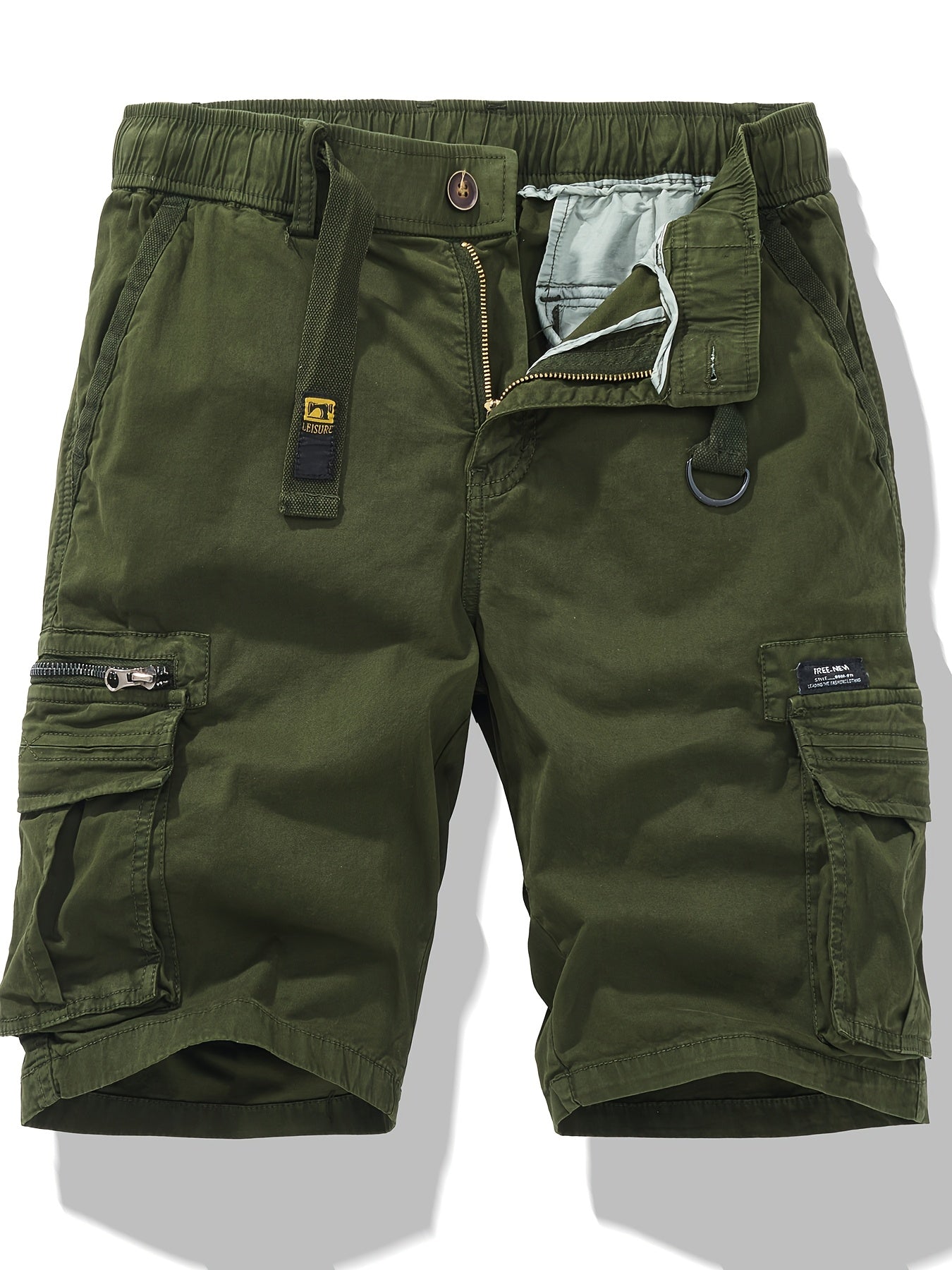 Men's Breathable Cotton Shorts with Multi-Pocket - Elastic Workwear Shorts Suitable for Outdoor,,, Casual Wear - Mid-Rise Pants with /Equipment Pockets