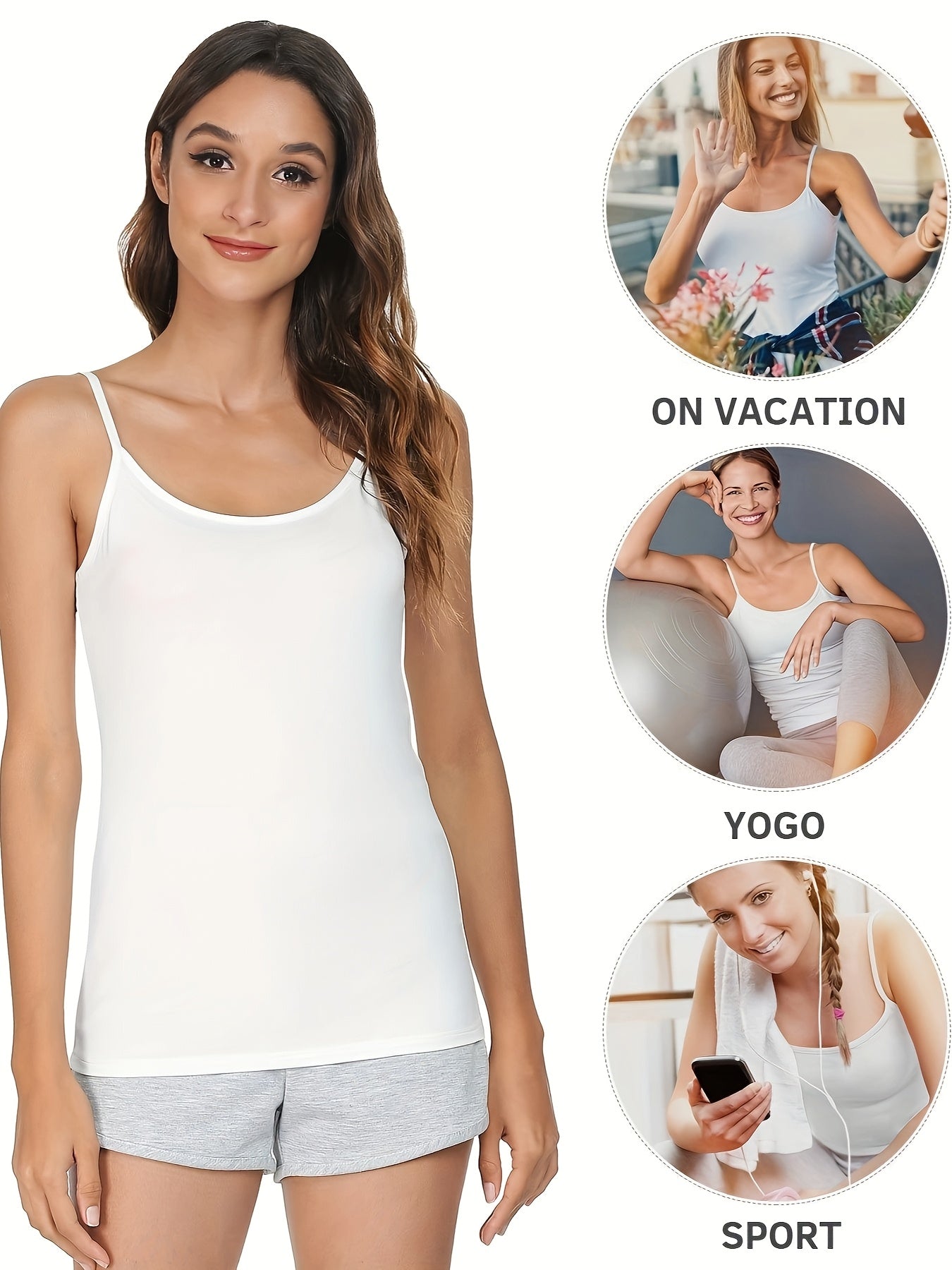 Vislivin 4-Pack Women'S Camisoles - Sleeveless Tops Without Built-In Bra - Comfortable Camisoles with Adjustable Straps - Essential Slim-Fit Tank Tops for Women - Basic Solid Color Yoga And Fitness Camisoles