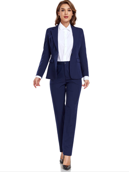 Women's Casual Slim Fit Business 2pcs Blazer Set Long Sleeve Button Blazer Skinny High Waist Pants Outfits Anniversary Graduation Season New Product