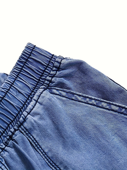 Stylish Women'S Boyfriend Denim Overalls - Relaxed Loose Fit with Utility Cargo Pockets, Comfortable Casual Jumpsuit