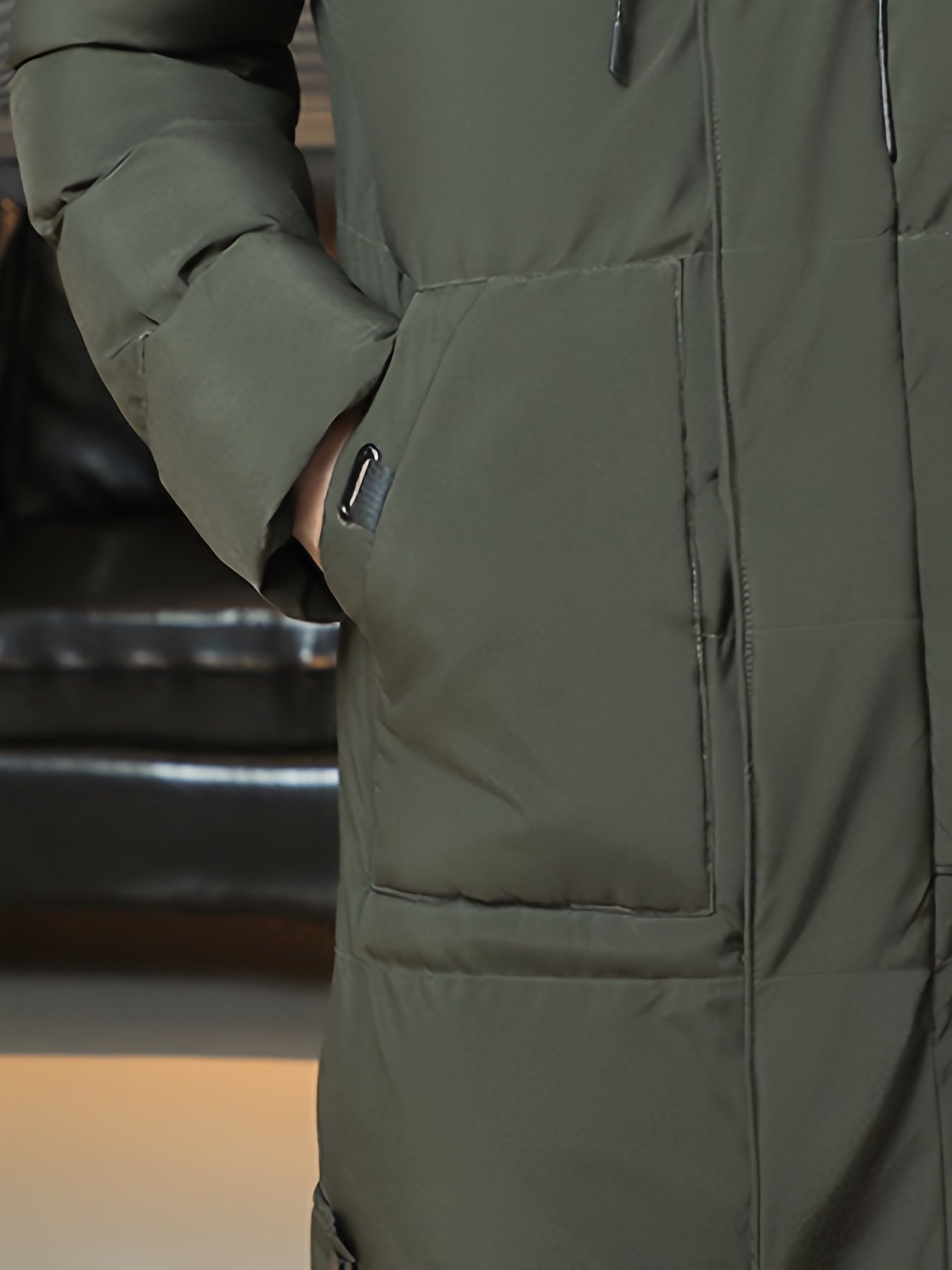 Men's Grey Polyester Long-Sleeve Coat - product view 13