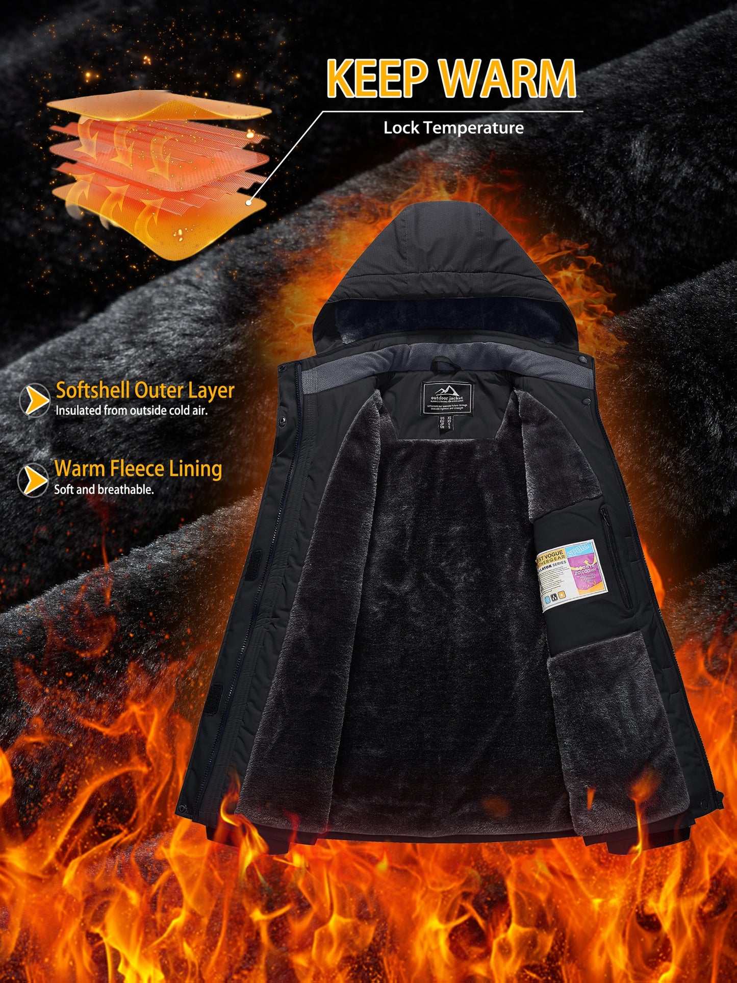 Women's Winter Ski Jacket - High Quality Soft-shell Hooded Jacket Windproof Detachable Hood Multi-pockets Warm Thickened Fleece Lined - Winter Outdoor Snow Sports Skiing Snowboarding Hiking Camping Daily Casual Wear Work Wear Rain Windbreaker