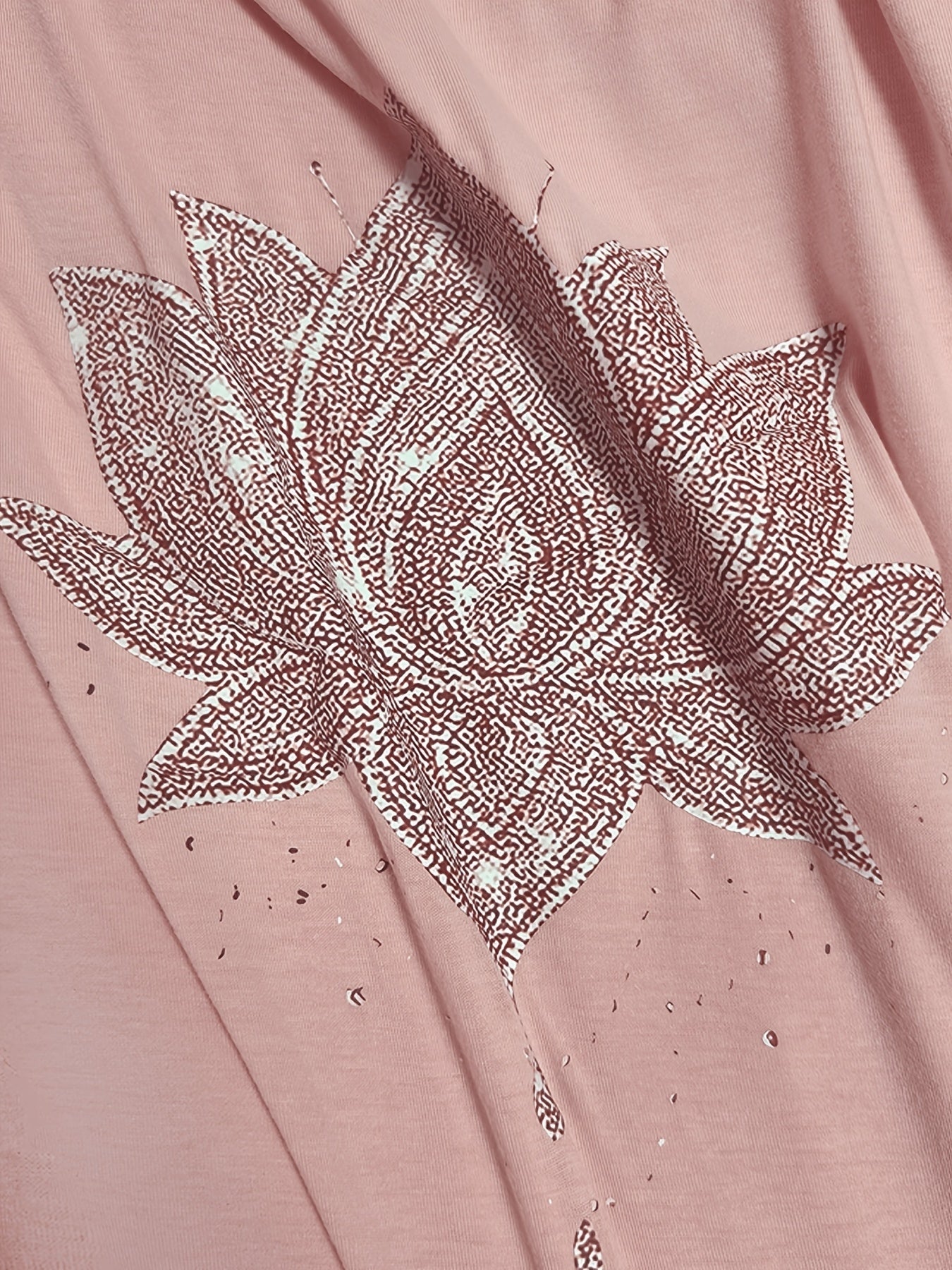 Inner Peace Mandala Plant Floral Pattern Printed T-Shirt Casual Short Sleeve Round Neck Top Fashionable All-Season Women'S Clothing