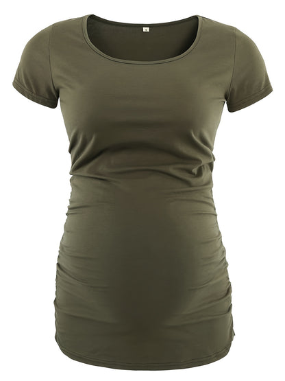 Women's Maternity Classic Side Ruched T-Shirt Tops Mama Pregnancy Clothes