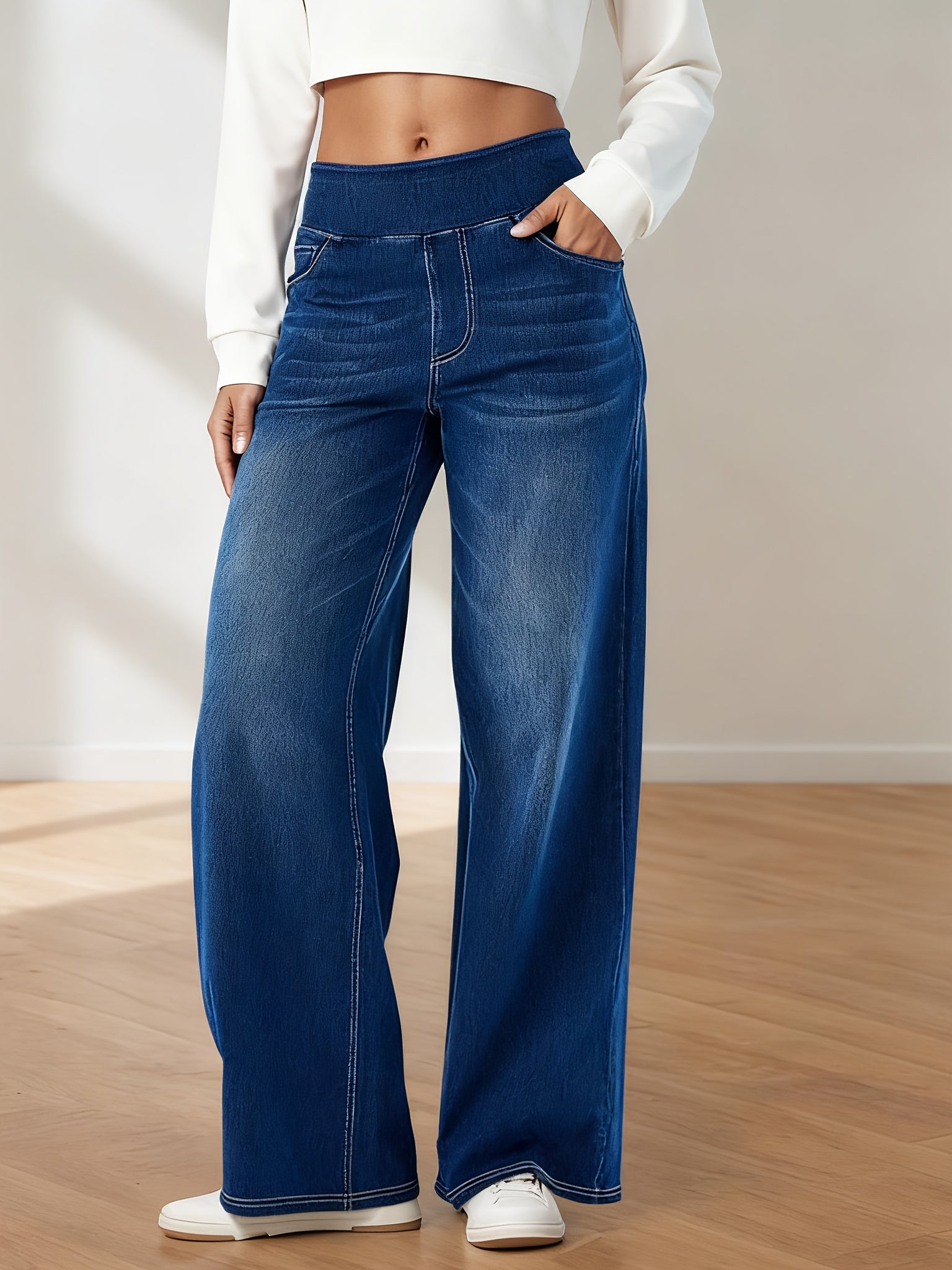 Women's Light Blue Denim High-Waist Jeans - product view 18
