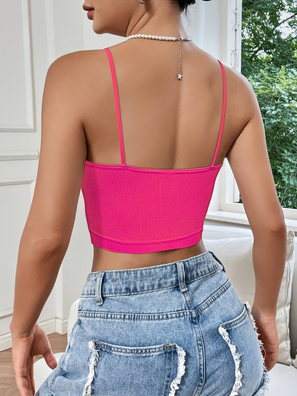 8pcs Multi-color Cute Side Stripe Sexy Strapless Ladies Casual Outerwear Camisole Tank Top & Solid Color Non-Steel Ring Breathable Comfortable Daily Bra