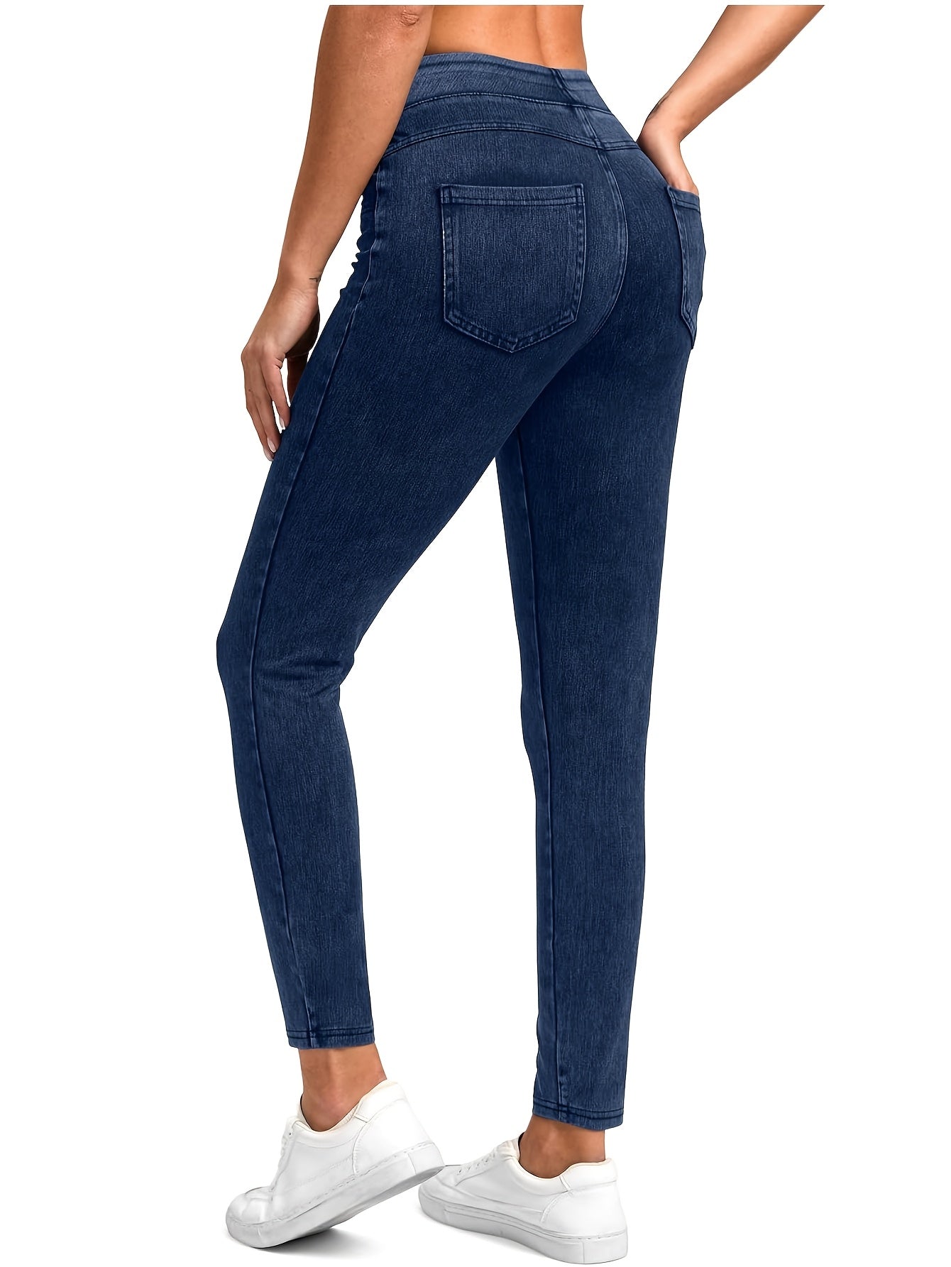 Women's Black Gray High-Waist Slim-Fit Leggings - product view 4