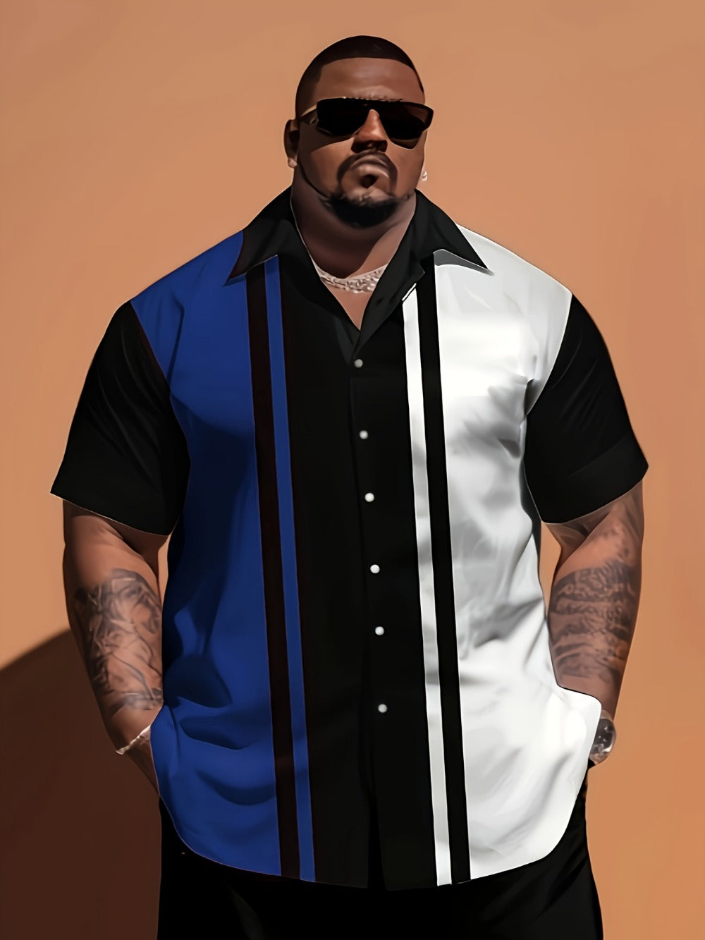 Men's Striped Shirt - Collared Short Sleeve 787493