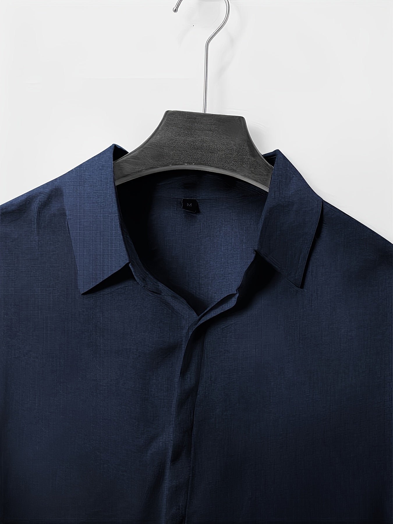 Men's Plus Size Double Placket Short Sleeve High Quality Shirt, Suitable for All Seasons, Home Short Sleeve Turn Collar Shirt, PLUS SIZE