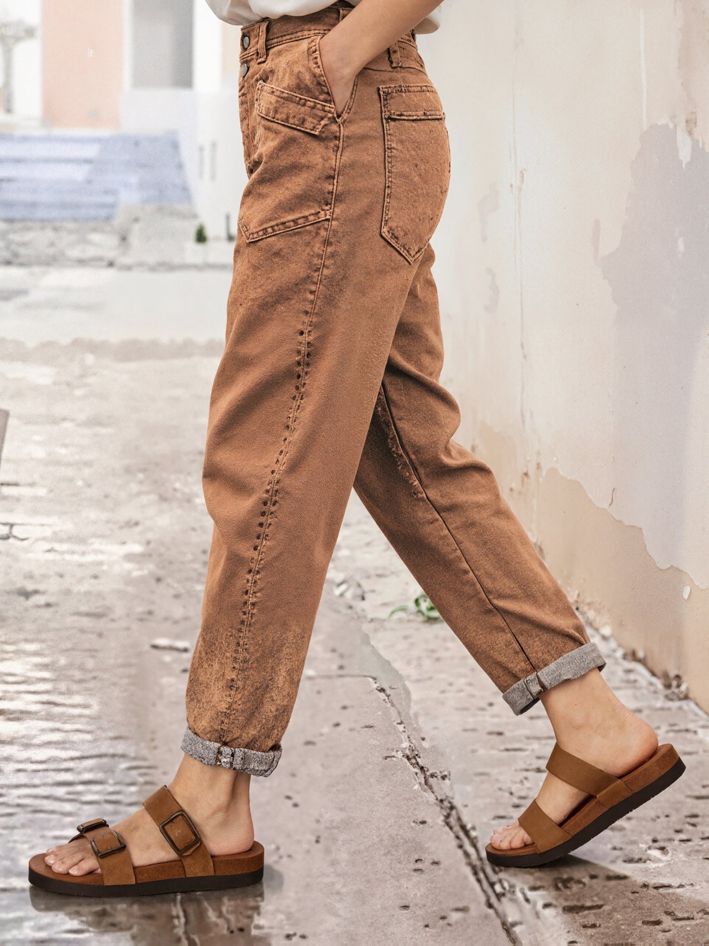 Women'S Stretch Mid-Rise Straight Jeans - Olive Green Button-Fly Belt Loops Slash Pockets Four Seasons Jeans for Casual & Semi-Formal Occasions Women'S Baggy Pants Women'S Jeans Street Fashion Women'S Pants Machine Washable