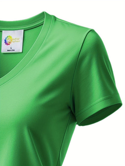 Women'S Soft V-Neck Sports T-Shirt, Cool And Breathable, - Quick-Dry Fabric, Designed for Outdoor Workouts, Comfortable And Versatile Fitness Wear Suitable for Everyday Exercise