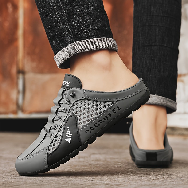 Men'S Slip on Breathable Non Slip Casual Shoes, Summer Trendy Color Block Round Toe Slippers for Outdoor Beach Walking Camping Casual Activities