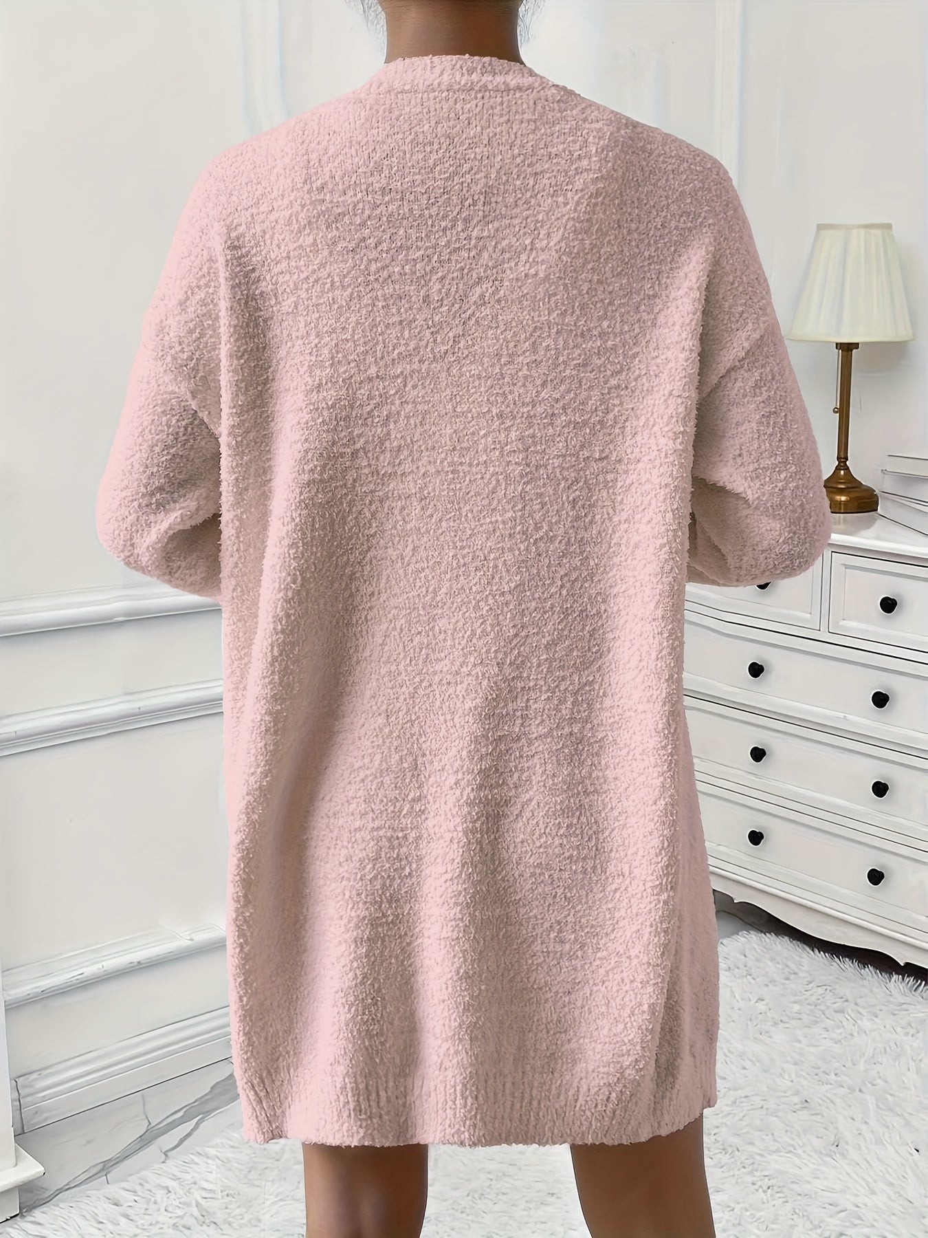 Women's Casual Warm Lounge Set, Cozy Long Sleeve Cardigan & V Neck Tank Top & Shorts, Soft Relaxing Home Outfit, Comfort Wear for Fall & Winter