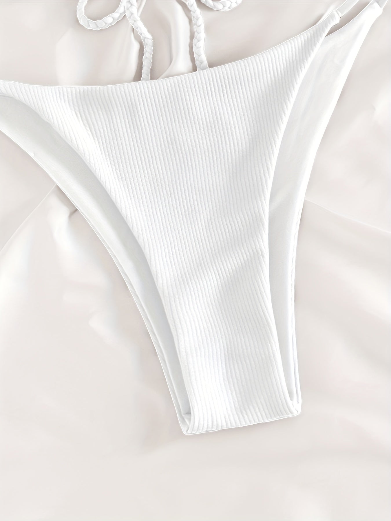 Sexy 2pcs Solid Color Bikini Set - Women'S Swimwear & Clothing - High Cut, Spaghetti Straps, Comfortable, Summer Must-Have, Beach Essentials