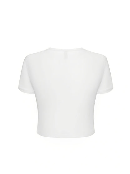 Fashion Glasses American Flag Left Lens Fashion Pattern Print Sexy Slim-Fit Crop Top for Women, Versatile Short Sleeve Round Neck Women'S T-Shirt, Spring/Summer Essential Cropped Top