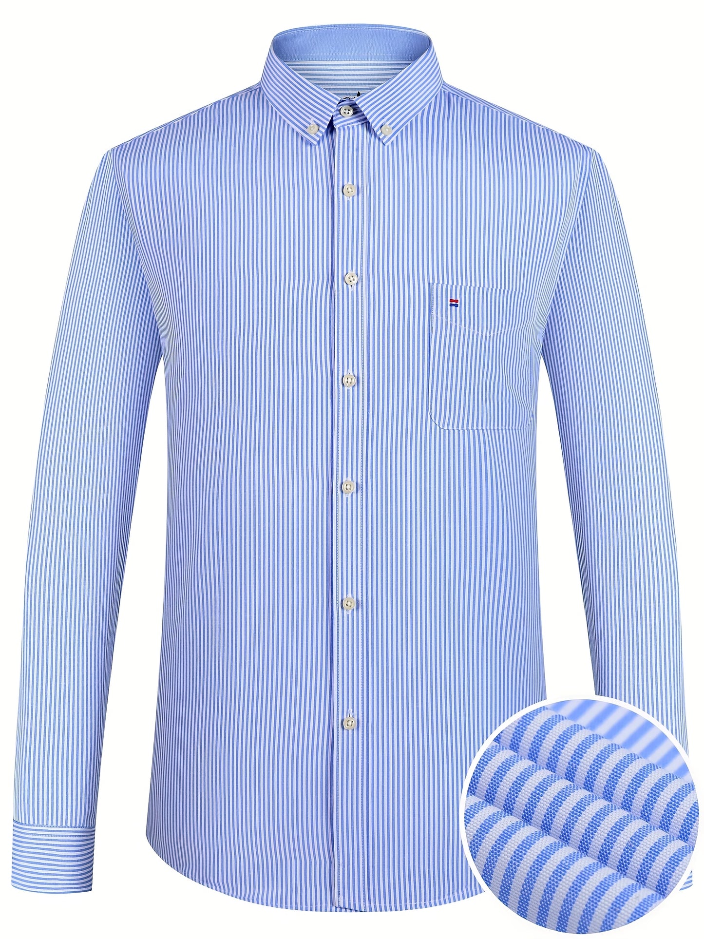 Men'S Long Sleeve Shirt with Classic Stripes, Ideal for Business Formal Events, Perfect Gift for Him