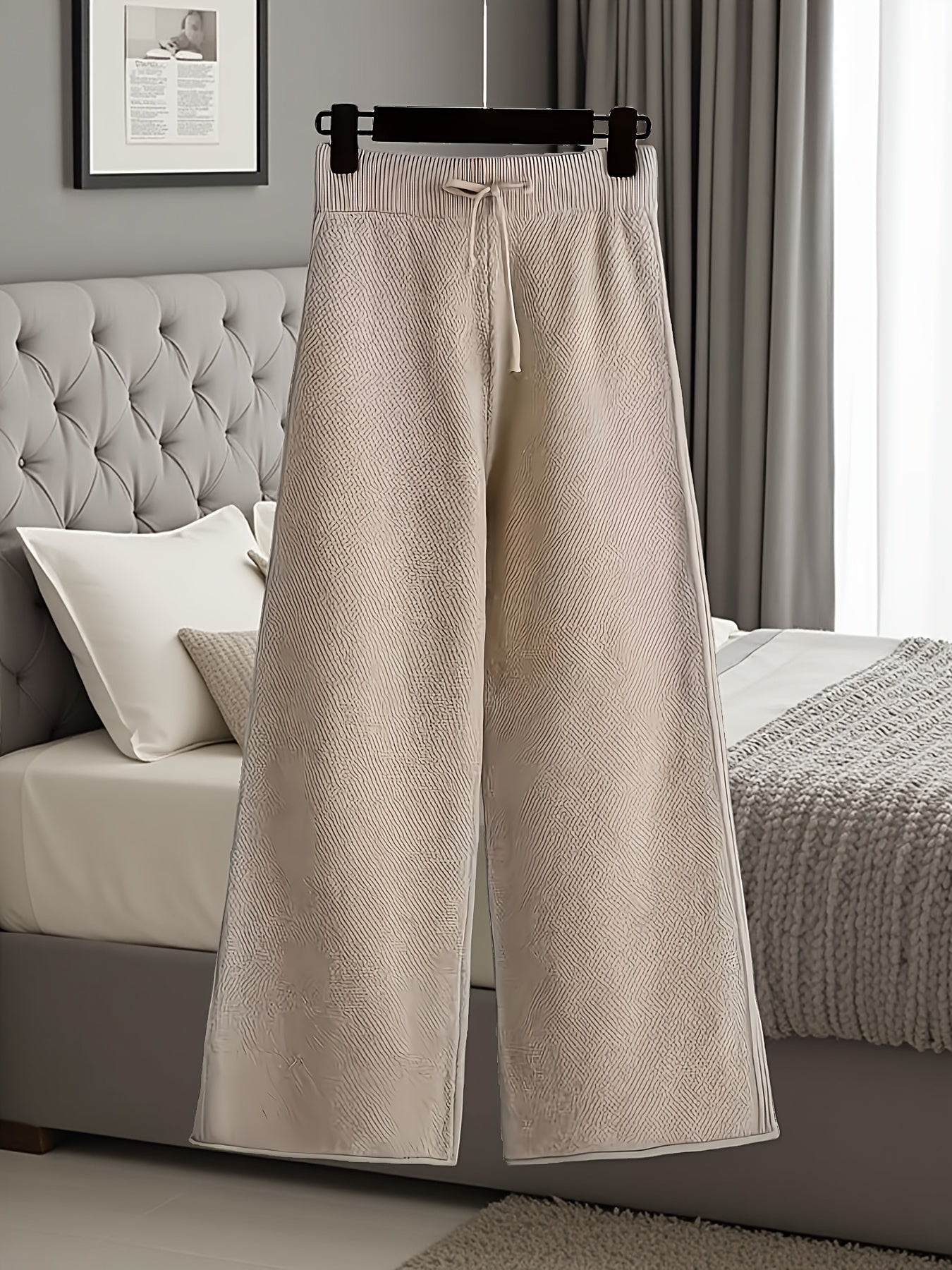 Women's Brick Red Knit High-Waist Long-Sleeve Pants - product view 28