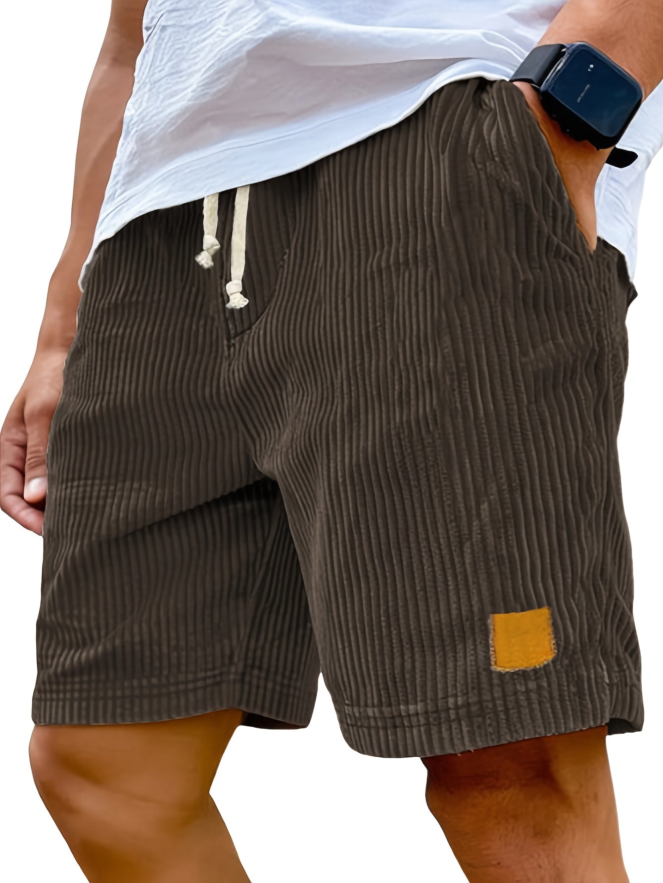 Men'S Retro Fashionable Lace-Up Casual Shorts, with Carefully Designed Pockets Perfect for Daily Comfort And Fashion Wear