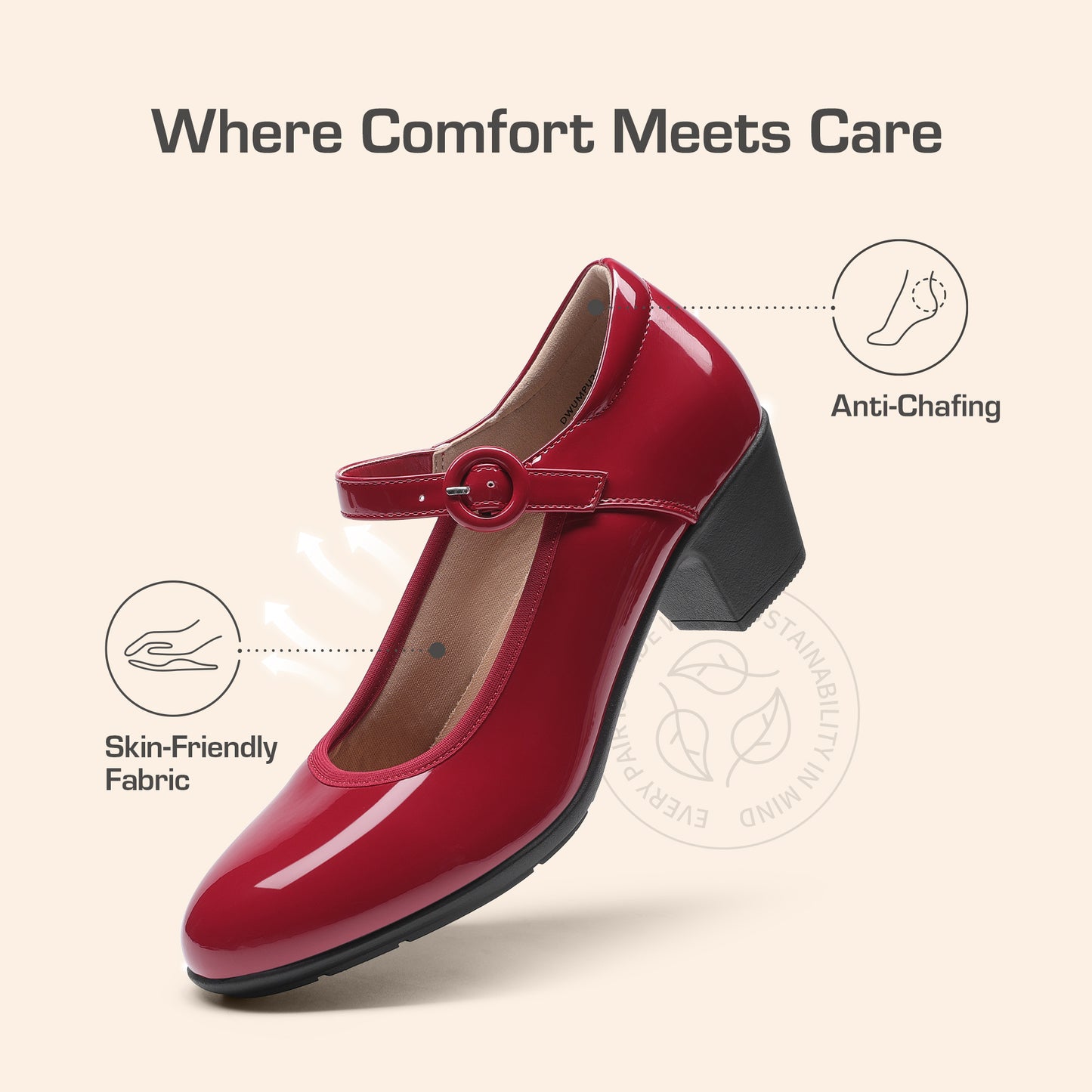Women's Pumps Low Chunky Mary Jane Heels Closed Toe Comfortable Work Dress Shoes
