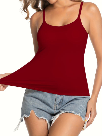5-Piece Women's Built-in Bra Padded Camisole Tank Tops - Seamless Longline Tops, Soft Stretch Fabric, Solid Colors Pink/White/Gray/Black/Beige, Suitable for Layering and Daily Wear, Versatile Strapless Vest, Smooth Texture Basic Style