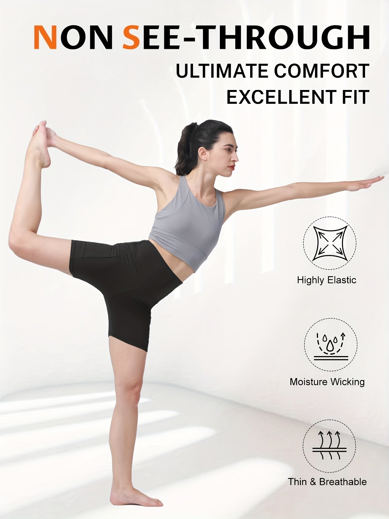 Women'S Summer High Waist Single Piece Yoga Shorts, Fashionable And Casual Sweat-Absorbent Elastic Cycling Pants, Training And Running Five-Point Yoga Shorts