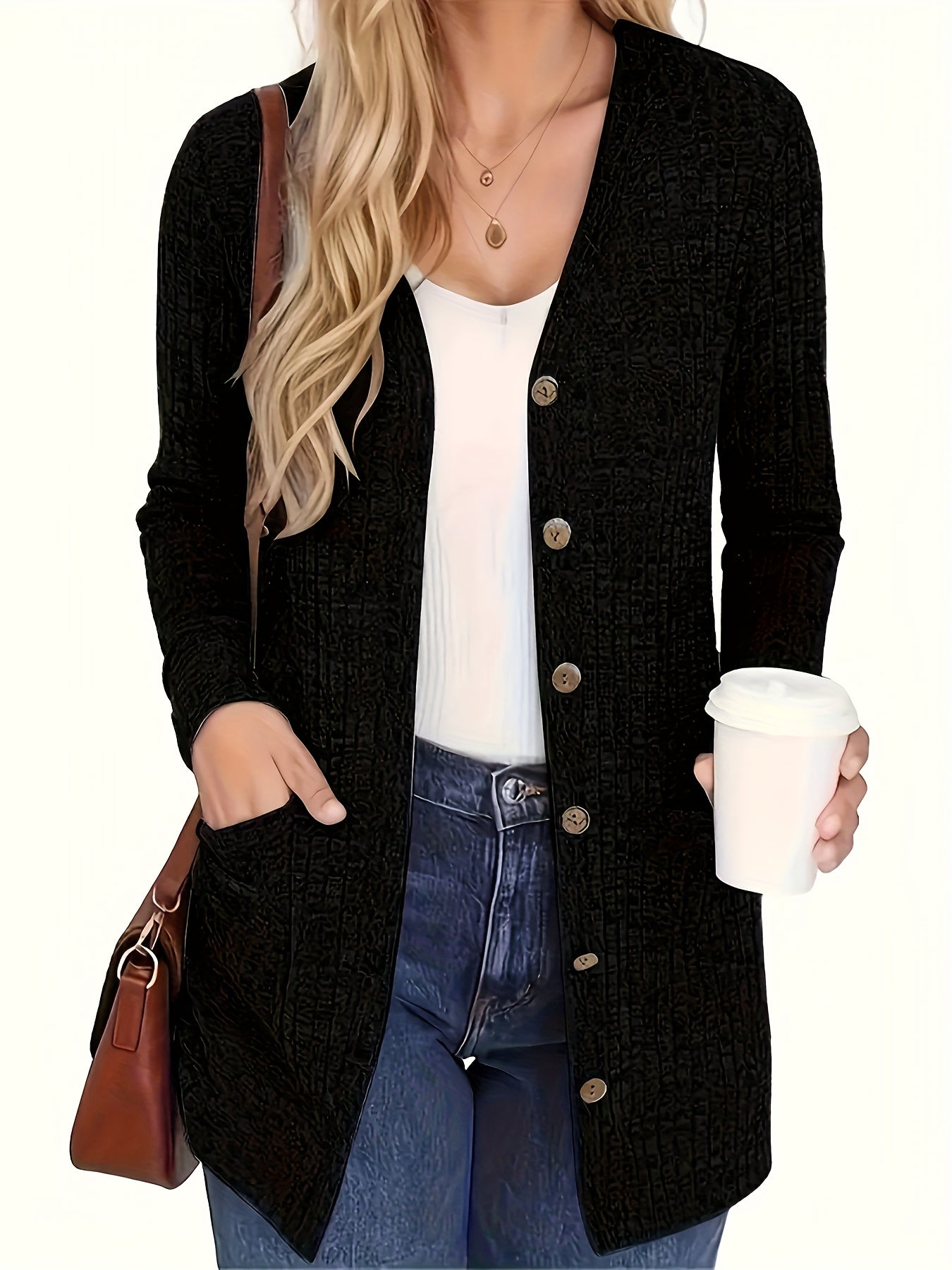 Women's Blue Lace Utility V-Neck Cardigan - product view 24