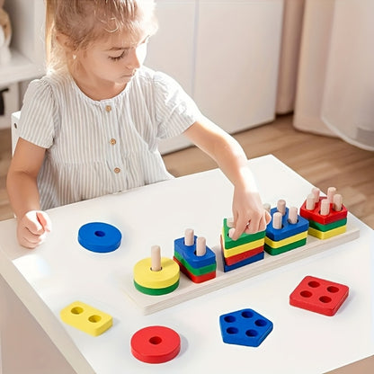Geometric Building Blocks Toy - Colorful geometric pieces for stacking and shape play