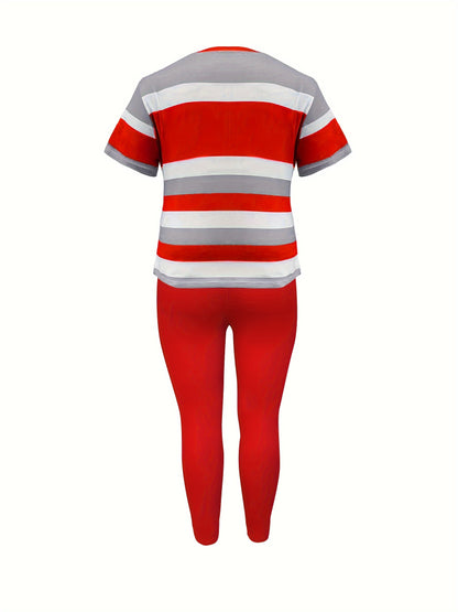 Women's Red Polyester Short-Sleeve Pants - product view 12