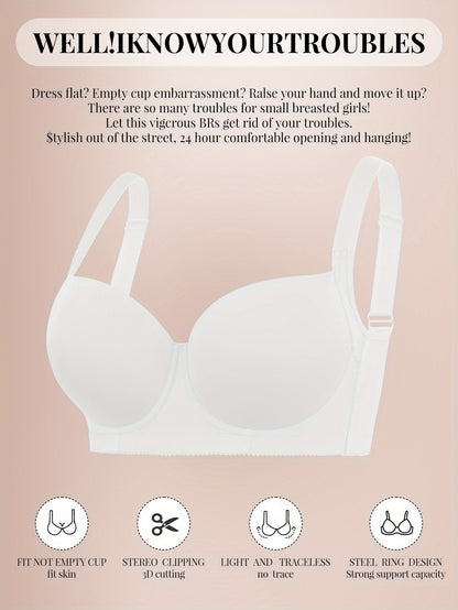 Seamless Large Size Push-up Bra for Women with Wide Shoulder Straps, Comfortable And Simple Bra