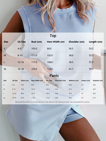 2pcs Women's New Solid Color Fashionable Casual Pure Short Sleeved T-shirt Three Piece Pants Two-piece Set