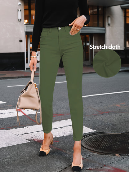 Womens High Waist Skinny Jeans Stretch Denim Pants Slim Fit Butt Lift Ankle Length Classic Solid Color Casual Street Style Daily Wear Breathable Soft Fabric Comfortable Pull On Design Figure Flattering Jeans for Women Stretch Fit High Rise Jeans