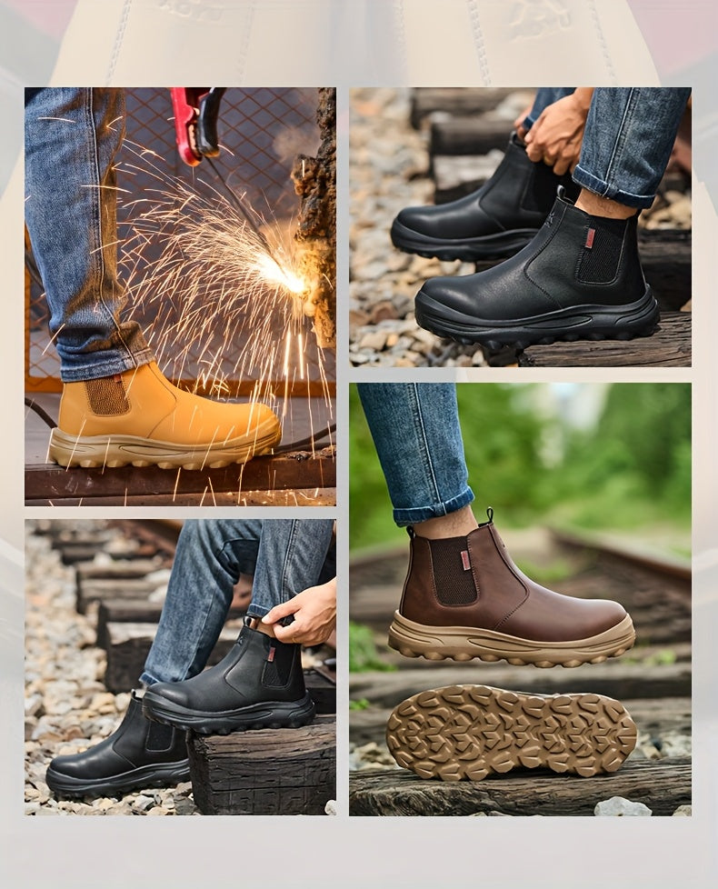 Men's Industrial Construction Protective Shoes, Men's Steel Toe Anti Stab, Durable, Anti Slip Work Boots, Lightweight And Durable Safety Shoes, Work Shoes, Work Boots for Men, Zapatos De Trabajo Para Hombre