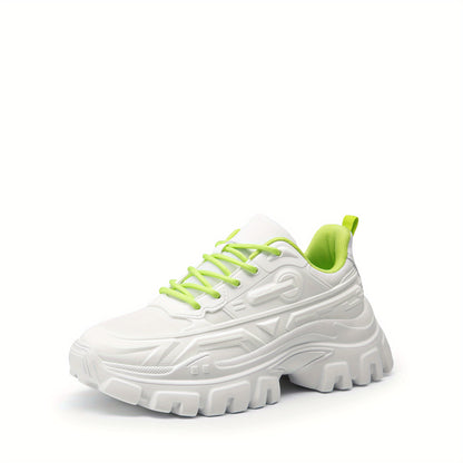 Stylish Chunky Sneakers for Ladies, Featuring Bold Platform Design And Comfortable Lace-Up Style., Women Shoes