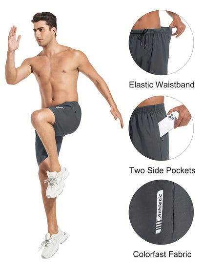 5pcs Men's Sports Gym Workout Shorts Basketball Shorts Men Stretch Waistband Side Zip Pocket Quick Drying