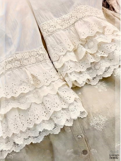 1pc Pants - Women's Large Size Spring And Summer New Sweet Four Layers Of Lace Stacking Bottoms Liner Pants Wide-legged Dress Pants, Super Suitable for Wearing As The Bottom Of The Skirt, Soft And Comfortable Pajama Pants