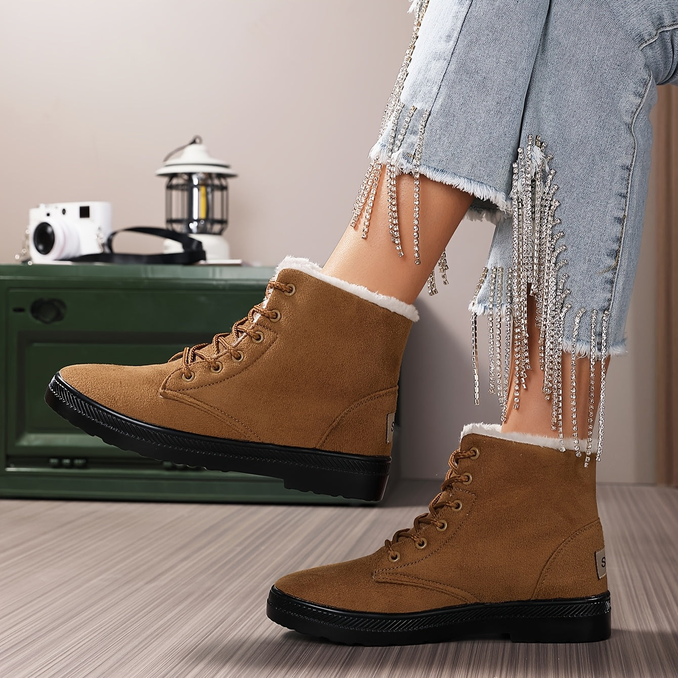 HDOXSE Winter Plush Snow Boots for Women 2025 New Casual Thick Sole Shoes Sports Thickened Warm Shoes