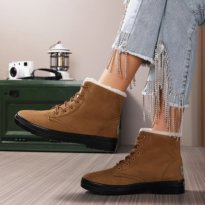HDOXSE Winter Plush Snow Boots for Women 2025 New Casual Thick Sole Shoes Sports Thickened Warm Shoes