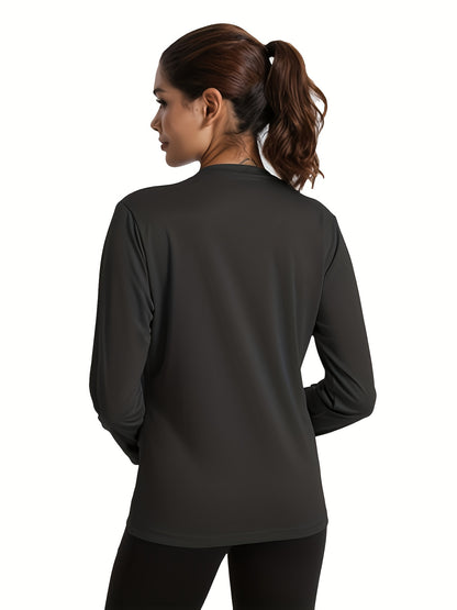Set of 5 Women'S Long-Sleeve Shirts with Round Necks, Designed for Quick Drying, Suitable for, Fitness, And Outdoor, Available in Various Colors