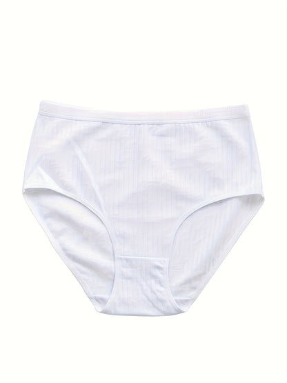 [8pcs High Rise Briefs] 8pcs Solid Simple High Rise Briefs, Comfy Breathable Stretchy Intimates Panties, Women'S Lingerie & Underwear