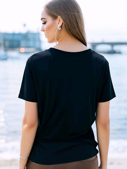 Women's Red Printed Short-Sleeve T-Shirt - product view 18