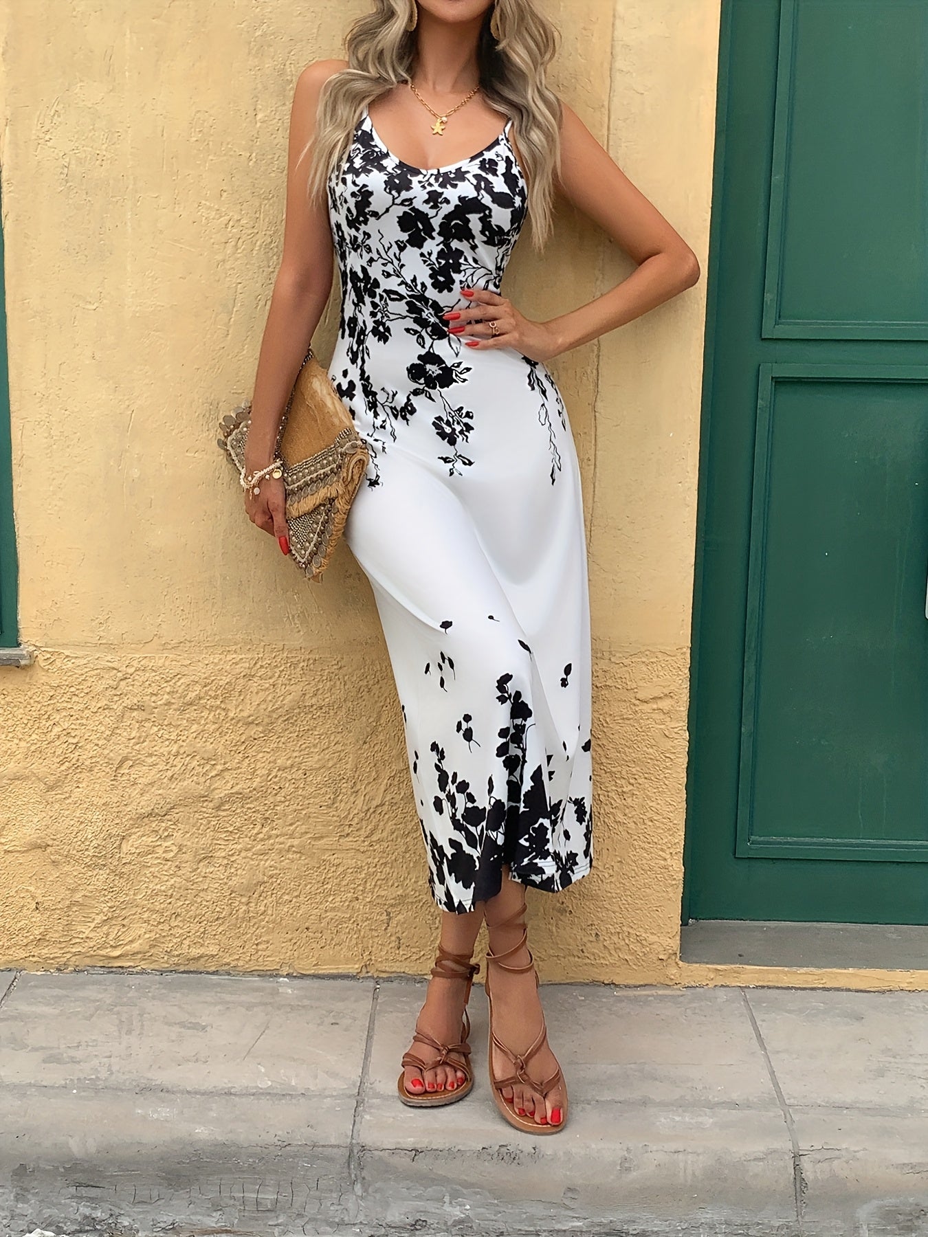 Ladies' Tropical Digital Printed Flower Sexy Elegant Vacation Leisure Business Commuting Festival Gift Birthday Party Cocktail Party Wedding Holiday Strap Spring/Summer Long Dress