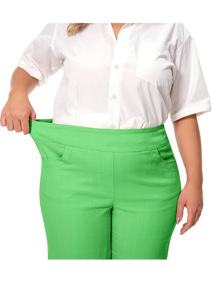 Women's High-Stretch Casual Tulip Hem Work Shorts - Pull-On Style with Front Pockets, Regular Fit for Office & Daily Wear, Machine Washable, Spring/Summer/Fall, Elegant Solid Color