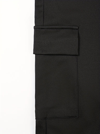 Women Wide Leg Pants Black Casual Work Pants High Waist Trousers Pull On With Pockets
